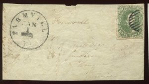 Confederate States 1 on Cover Front with JAN 1 Farmville VA Cancel BZ1415