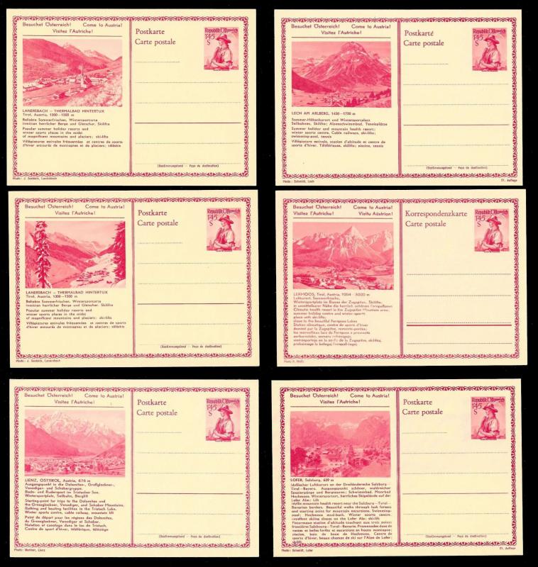 AUSTRIA (120) Scenery View Red 1.45 Shilling Postal Cards c1950s ALL MINT UNUSED