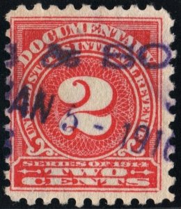 R208 2¢ Documentary Stamp (1914) Used/Date Stamp