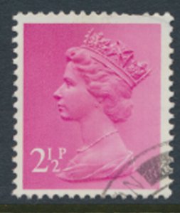 GB  Machin 2½p SG X851 2 bands SC# MH32 Used 1988 see scan & details