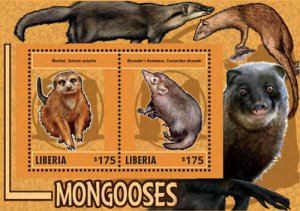 Liberia - 2014 - MONGOOSES - Souvenir Sheet of 2 Stamps - MNH