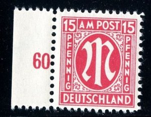 Germany AMG AM Post Perf 11.5 x 11 Brunswick Print 15 Pf MNH