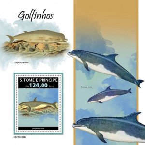 St Thomas - 2021 Dolphins, Killer Whale - Stamp Souvenir Sheet - ST210410b