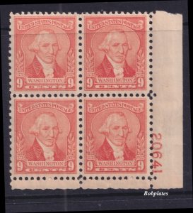 BOBPLATES #714 Washington Lower Right Plate Block 20641 F-VF H SCV=$32.5 *