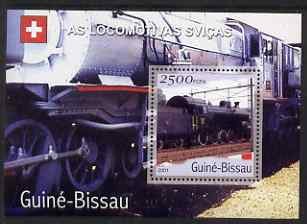 GUINEA BISSAU - 2001 - Locomotives, Swiss - Perf Souv Sheet - Mint Never Hinged