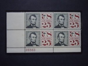 #C59a 25c Lincoln Plate Block #26553 LL Tagged  MNH  OG VF CV $5 New Mount