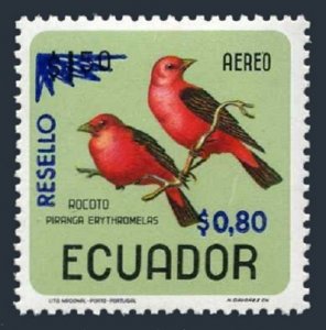 Ecuador C450, MNH. Michel 1355. Bird Scarlet tanager, new value, 1967.