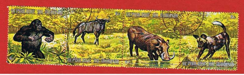 Burundi #359  VF Used strip of 4 Animals  Free S/H