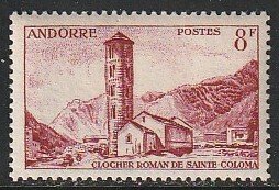 1955 Andorra, French - Sc 129 - MH VF - 1 single - St Coloma Belfry