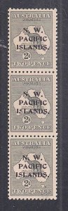 NORTHWEST PACIFIC ISLANDS SC#23  STRIP/3 WITH 3 OVPT TYPES  FVF/MNH