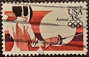 US Scott # C109; used 35c Airmail, Fencing; from 1983; VF; off paper