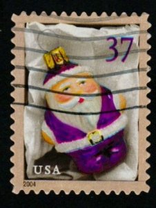 SC# 3883 - (37c) - Santa Ornament 11.25x11 - purple - Used Single off Paper