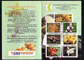 Honduras, Scott cat. C1124-C1129. Orchids Postal Bulletin w/stamps & First day.^