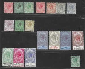GIBRALTAR 1912-1925 K. GEORGE V ISSUE COLLECTION OF 18 MINT