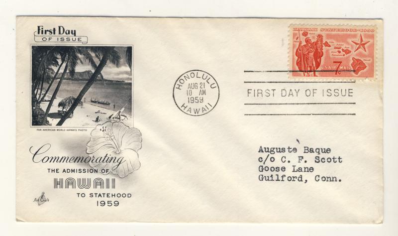 US - 1959 - Scott C55 FDC - HAWAI Statehood