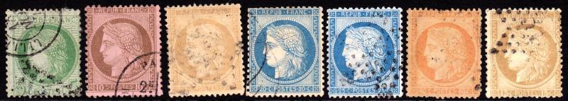 France #'s 43 - 54 - 56 - 57 - 58 - 59 - 61 - Used CV $98.00