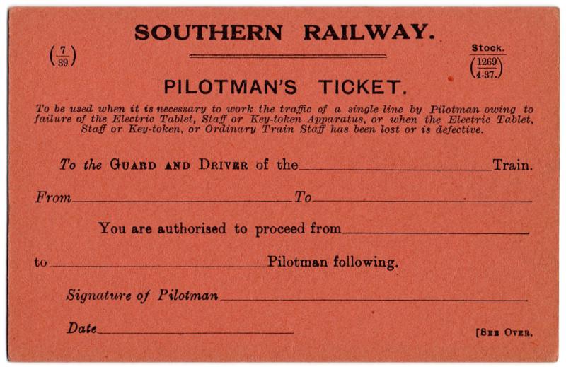 (I.B) Southern Railway : Pilotman's Ticket