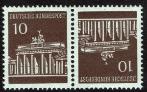 Germany #952b Tete Beche Pair MNH - Brandenburg Gate (1966)