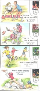 #3399-3402 Youth Team Sports Collins FDC Set