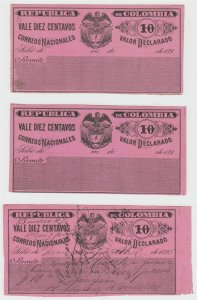 COLOMBIA 1892-93 INSURED LETTER Sc G30-G34 TWELVE CUBIERTAS MINT & USED SCV$177+ 