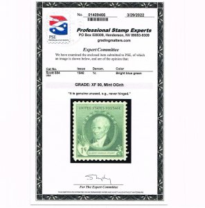 EXCEPTIONAL GENUINE SCOTT #884 MINT PRISTINE OG NH PSE CERT GRADED XF-90