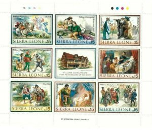 Sierra Leone 1989 - William Shakespeare, 425 Years - Sheet of 8v - 1051 - MNH