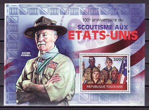 Togo, 2010 issue. USA Scouting Centenary s/sheet. ^