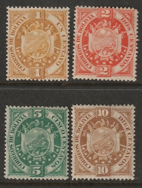 Bolivia 1894 Sc 40-3 partial set MH* thin paper