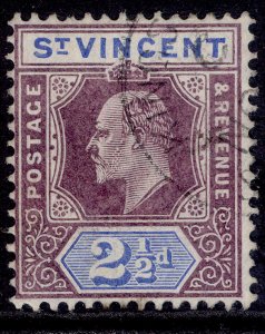 ST. VINCENT EDVII SG88, 2½d dull purple & blue, FINE USED. Cat £50.