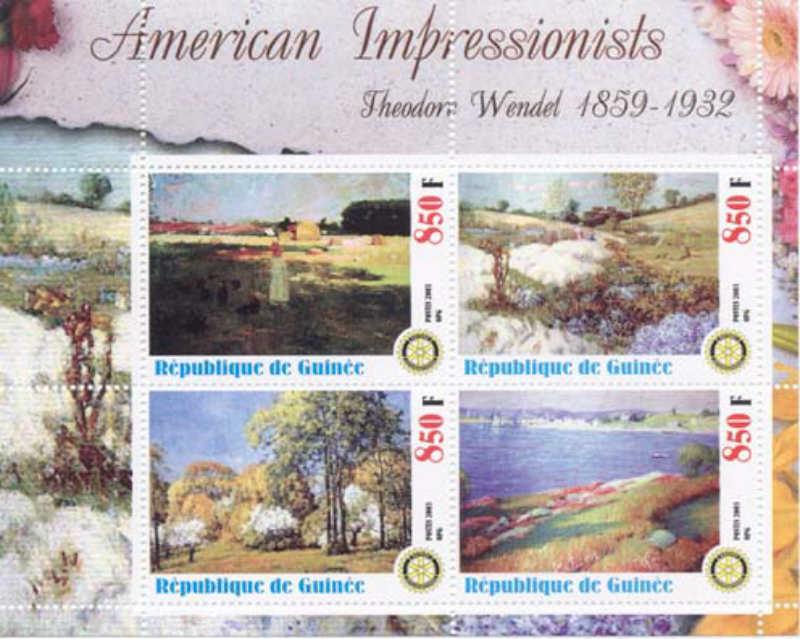 Art by Impressionist Theodore Wendel  - 4 Stamp  Sheet - M0519