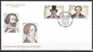 Albania, Scott cat. 2644-2645. Composers Bellini & Verdi issue First day cover.