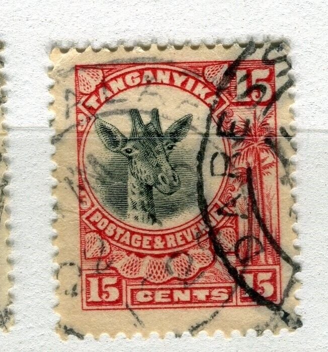 TANGANYIKA; 1922-24 GV Giraffe pictorial issue fine used Shade of 15c. value