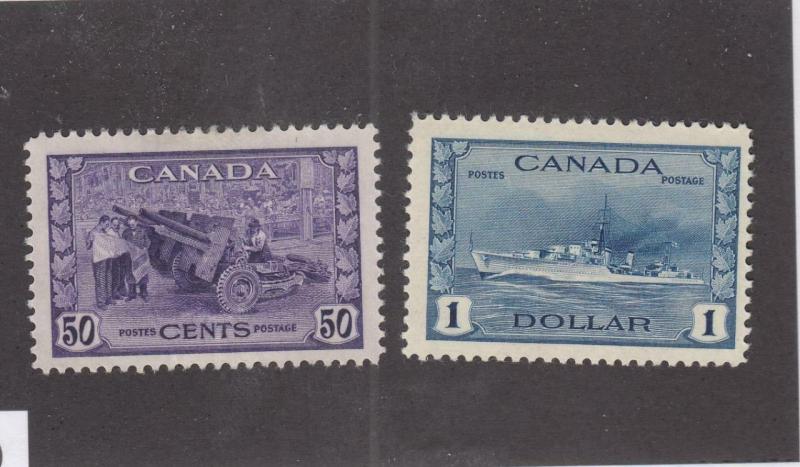 CANADA (MK3379) # 261-262 VF-MH $1,50cts  MUNITIONS & RCN DESTROYER CAT VAL $150