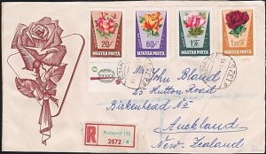 HUNGARY 1962 Flowers registered cover to New Zealand.......................A6142