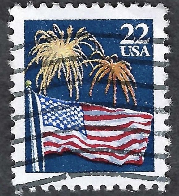 United States #2276 22¢ Flag with Fireworks (1987). Used.