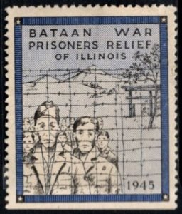 1943 US WW II Poster Stamp Bataan War Prisoners Bataan Relief Of Illinois