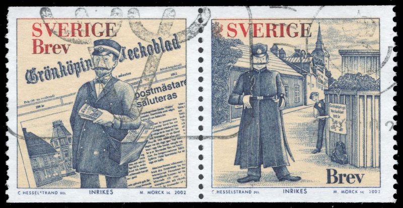Sweden #2443 Gronkopings Veckoblad Pair; Used