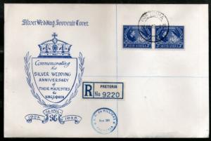 South Africa 1948 Silver Wedding Anniversary of KGVI & QE Sc 106 FDC # 9357