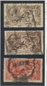 3x Great Britain Used Seahorse Stamps 2x #179-2Sh 6p #180-5 Sh GV = $160.00 US $