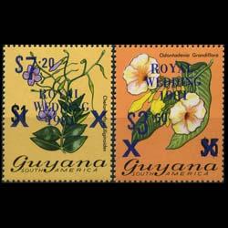 GUYANA 1981 - Scott# 334a-5a R.Wed.Blue Surch. Set of 2 NH