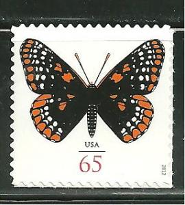 MNH single Baltimore Checkerspot 2012 issue