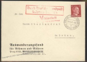 3rd Reich Germany 1942 Bohemia Moravia Resettlement Office Cover 106216