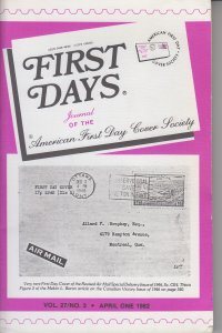 1982 First DaysJournal April USA Only.