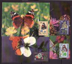 Bulgaria, Scott cat. 4052-4055. Butterflies issue on 4 Max. Cards