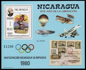 Nicaragua Concorde Moscow Olympics 1980 Zeppelin MS 1980 MNH SG#MS2220