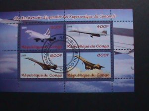 ​CONGO-2009-WORLD FAMOUS CONCORDE PLANES- CTO S/S VF-WE SHIP TO WORLD WIDE