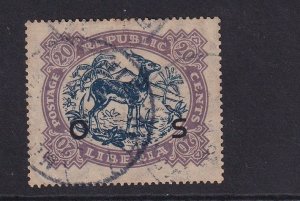 Liberia  #O147  used 1923  overprint 20c antelope