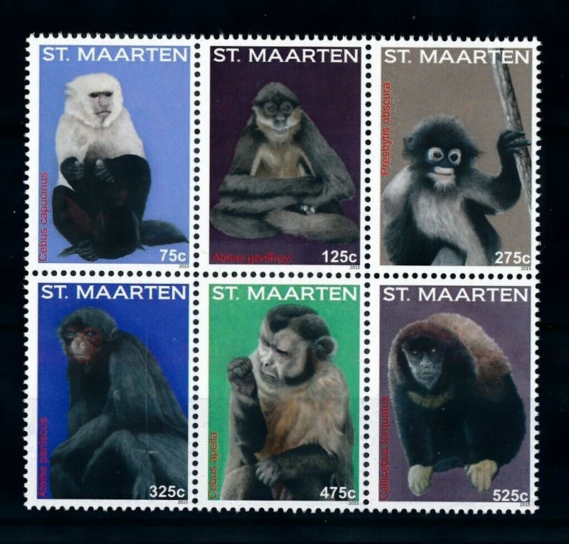 [SM322] St. Martin Maarten 2015 Primates Monkeys  MNH