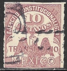 MEXICO CIVIL WAR 1913 10c Revenue Postally Used Sc 350 Used