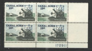 US/Canal Zone 1976 Sc# 163 MNH F - Plate Block -Dredge Cascadas